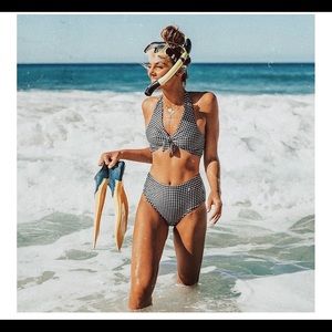 Albion Black Check High Wasted Bottoms Large